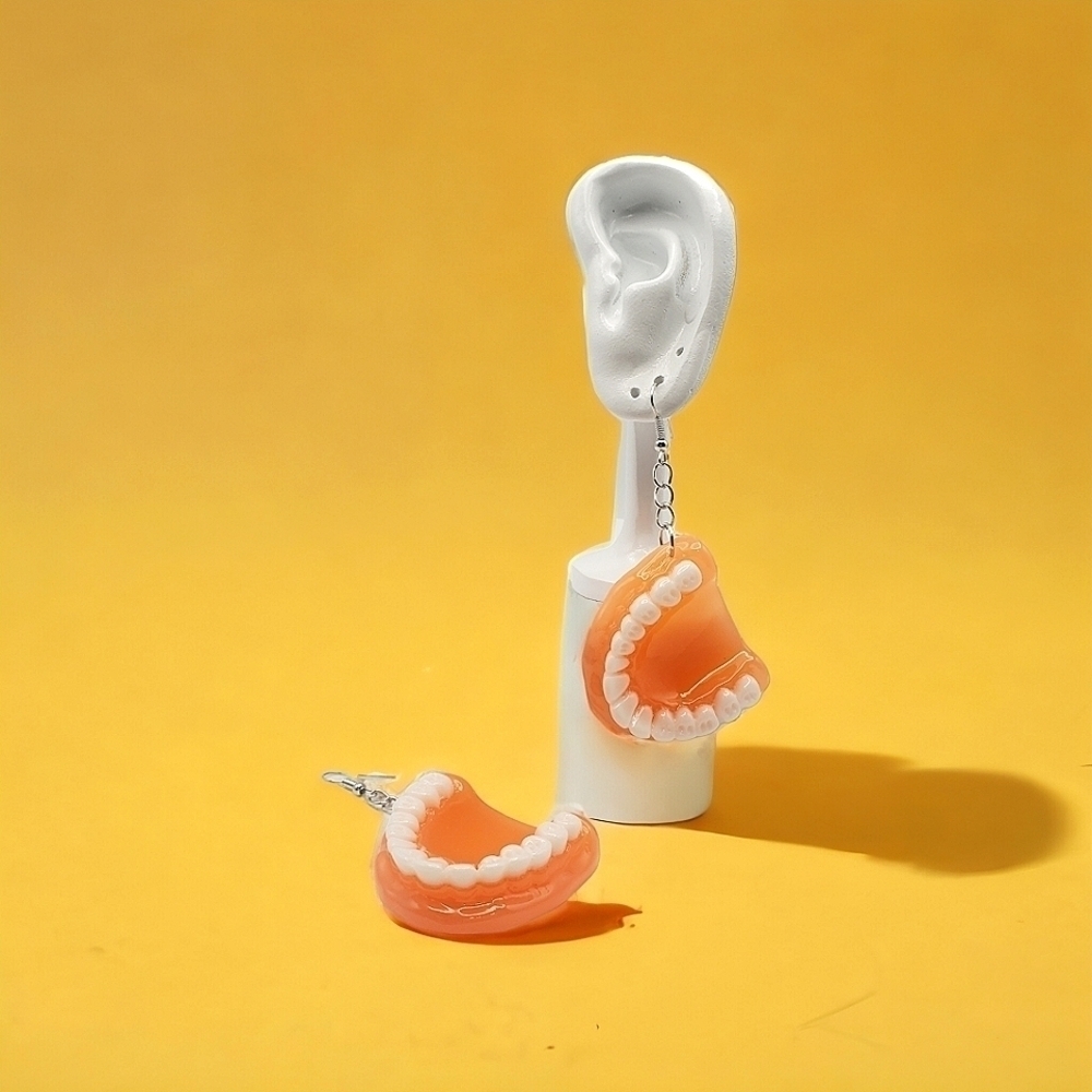 Teeth Dentures Funky Fun Unique Earrings